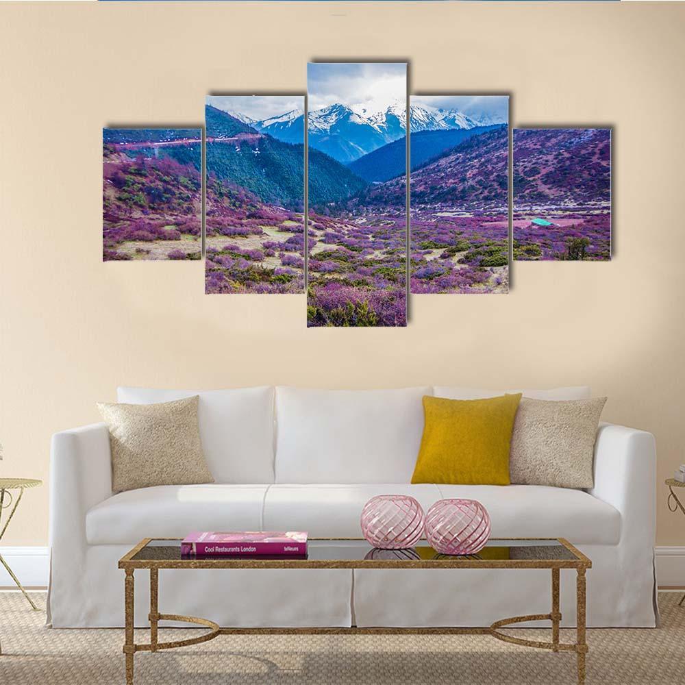 Baima Snow Mountain Canvas Wall Art-5 Star-Gallery Wrap-62" x 32"-Tiaracle