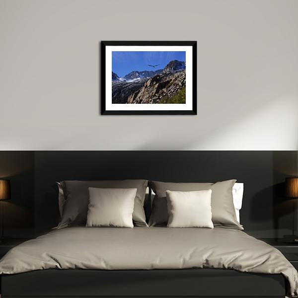 Bald Eagle Soaring Over Rocky Peaks Canvas Wall Art-3 Horizontal-Gallery Wrap-25" x 16"-Tiaracle