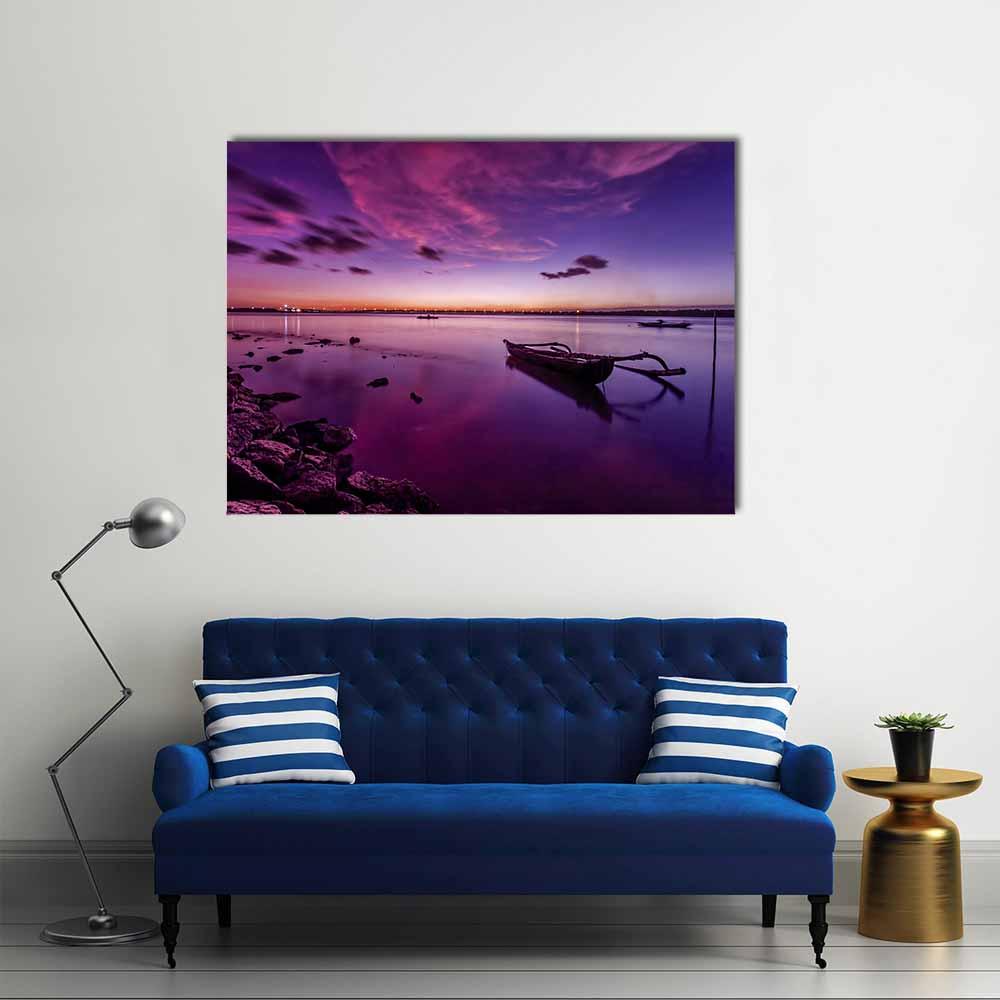 Bali Beach After Sunset Canvas Wall Art-1 Piece-Gallery Wrap-36" x 24"-Tiaracle