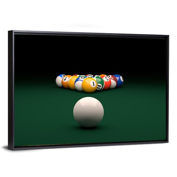 Balls On Billiards Green Table Canvas Wall Art-5 Horizontal-Gallery Wrap-22" x 12"-Tiaracle