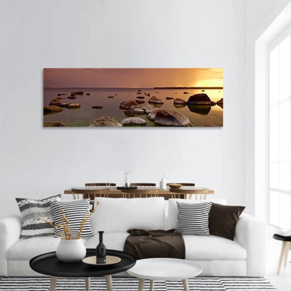 Baltic Sea In Tallinn Panoramic Canvas Wall Art-1 Piece-36" x 12"-Tiaracle