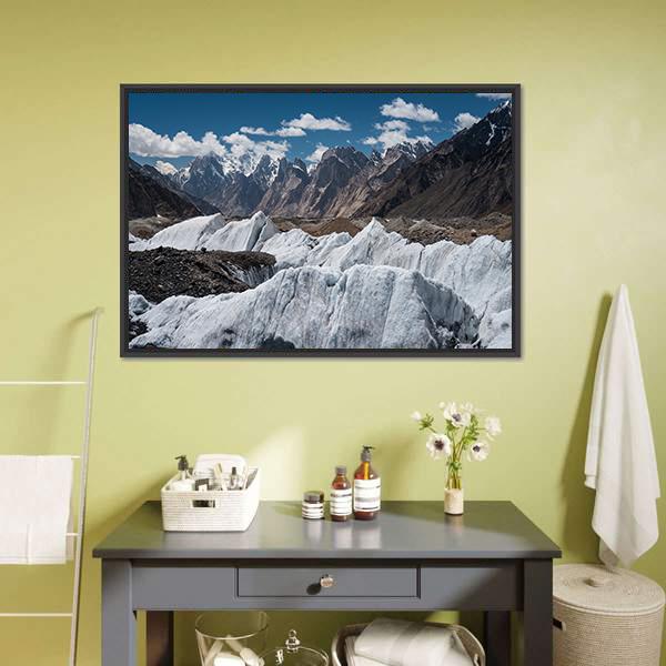 Baltoro Glacier Landscape Canvas Wall Art-1 Piece-Floating Frame-24" x 16"-Tiaracle