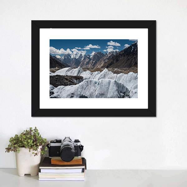 Baltoro Glacier Landscape Canvas Wall Art-1 Piece-Framed Print-20" x 16"-Tiaracle