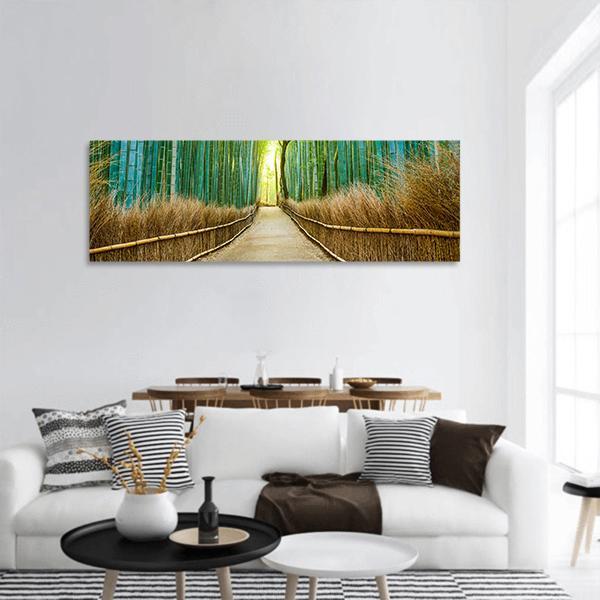 Bamboo Forest In Kyoto Panoramic Canvas Wall Art-1 Piece-36" x 12"-Tiaracle