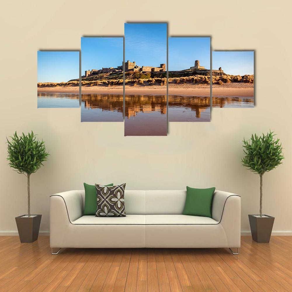 Bamburgh Castle Canvas Wall Art-5 Star-Gallery Wrap-62" x 32"-Tiaracle