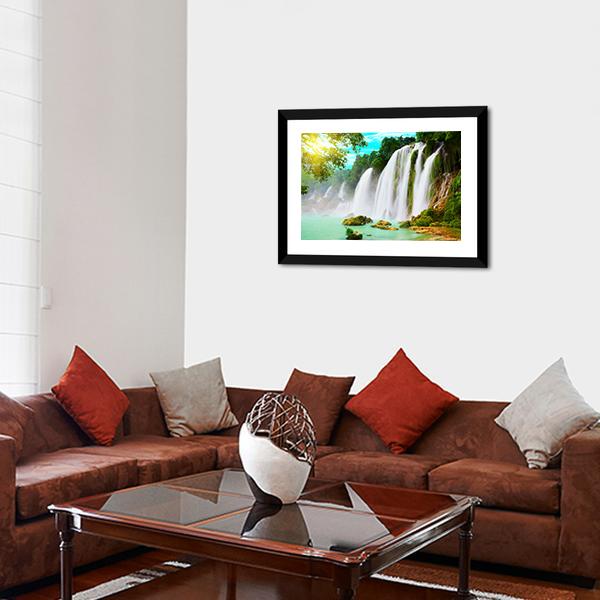 Ban Gioc Waterfall Canvas Wall Art-3 Horizontal-Gallery Wrap-25" x 16"-Tiaracle