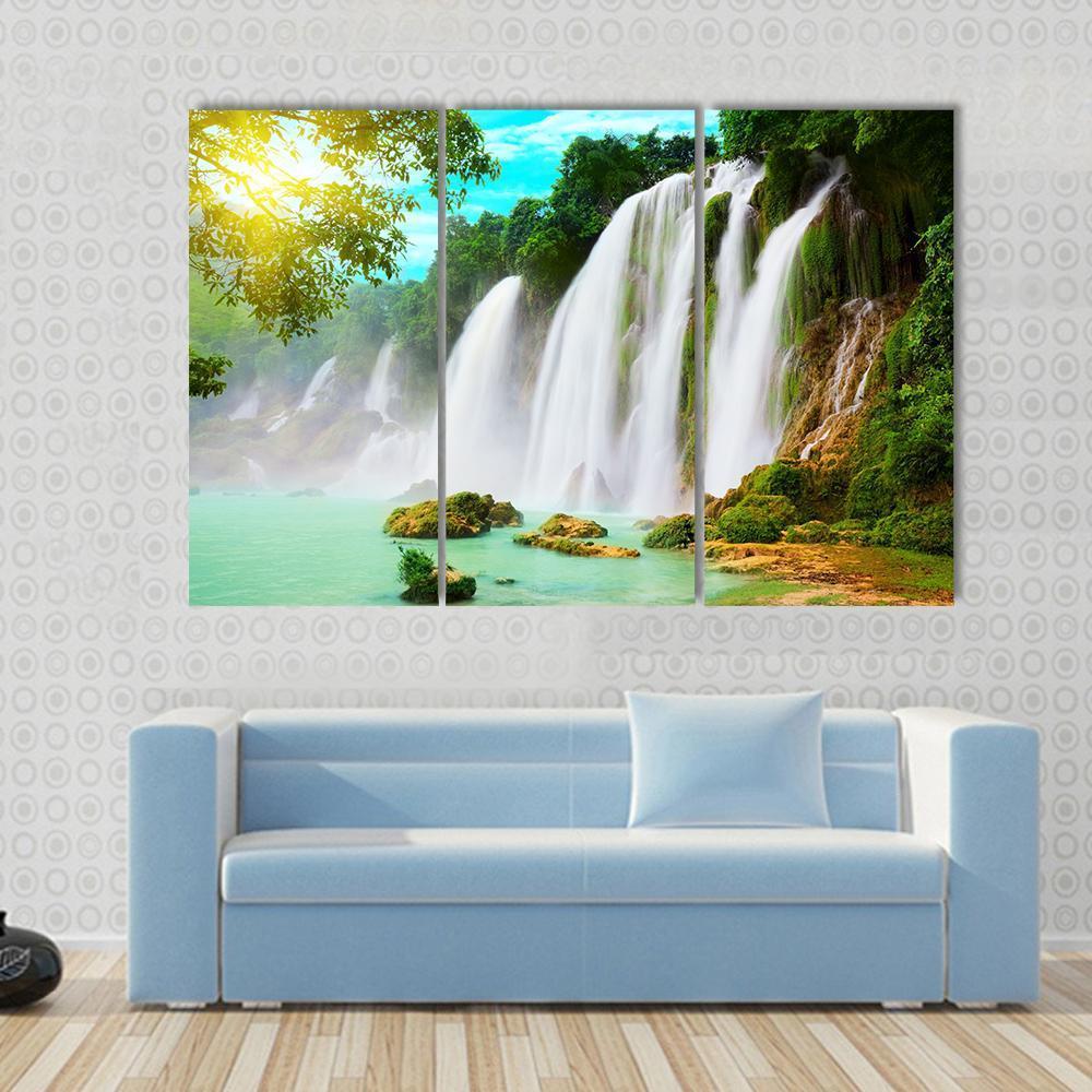Ban Gioc Waterfall Canvas Wall Art-3 Horizontal-Gallery Wrap-37" x 24"-Tiaracle