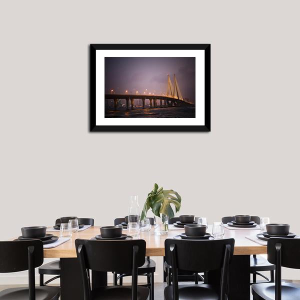 Bandra-Worli Sea Link Canvas Wall Art-5 Horizontal-Gallery Wrap-22" x 12"-Tiaracle