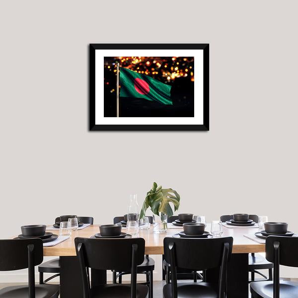 Bangladesh National Flag Panoramic Canvas Wall Art-1 Piece-36" x 12"-Tiaracle