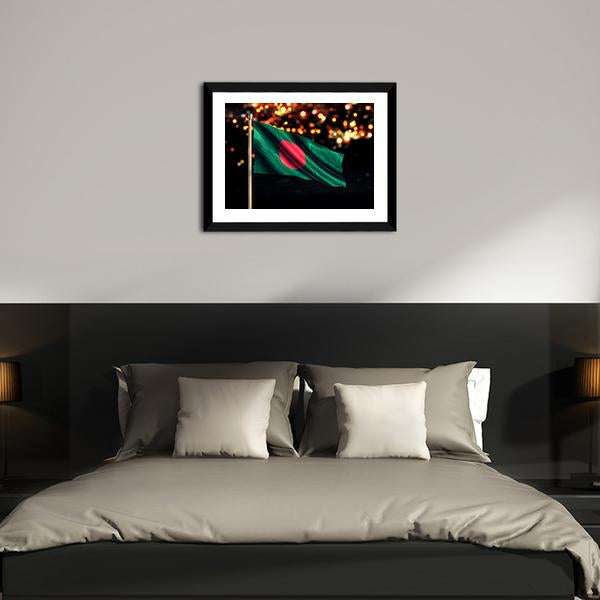 Bangladesh National Flag Panoramic Canvas Wall Art-1 Piece-36" x 12"-Tiaracle