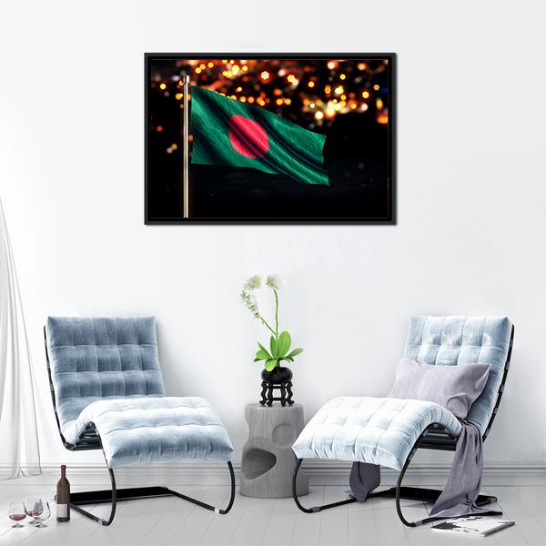 Bangladesh National Flag Panoramic Canvas Wall Art-1 Piece-36" x 12"-Tiaracle