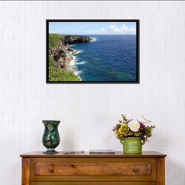 Banzai Cliff Saipan Canvas Wall Art-1 Piece-Floating Frame-24" x 16"-Tiaracle