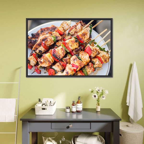 Barbeque Chicken Canvas Wall Art-5 Horizontal-Gallery Wrap-22" x 12"-Tiaracle