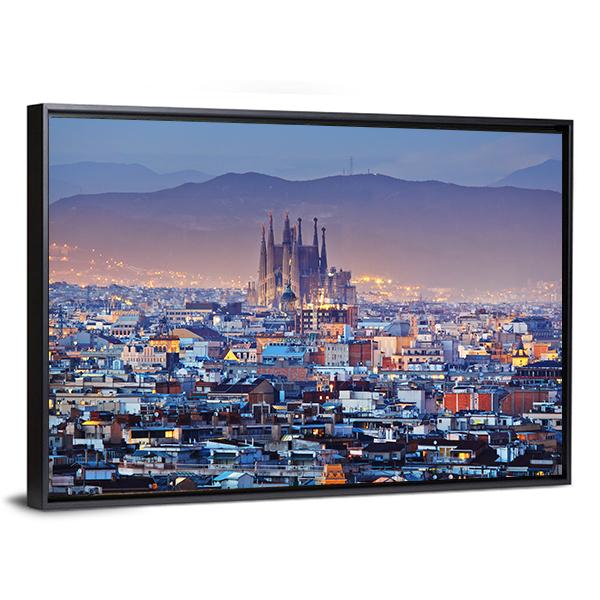 Barcelona Spain Panoramic Canvas Wall Art-1 Piece-36" x 12"-Tiaracle