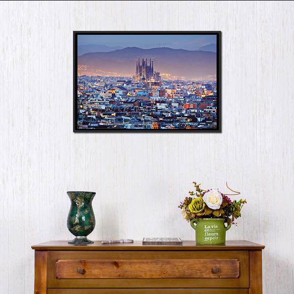 Barcelona Spain Canvas Wall Art-1 Piece-Floating Frame-24" x 16"-Tiaracle