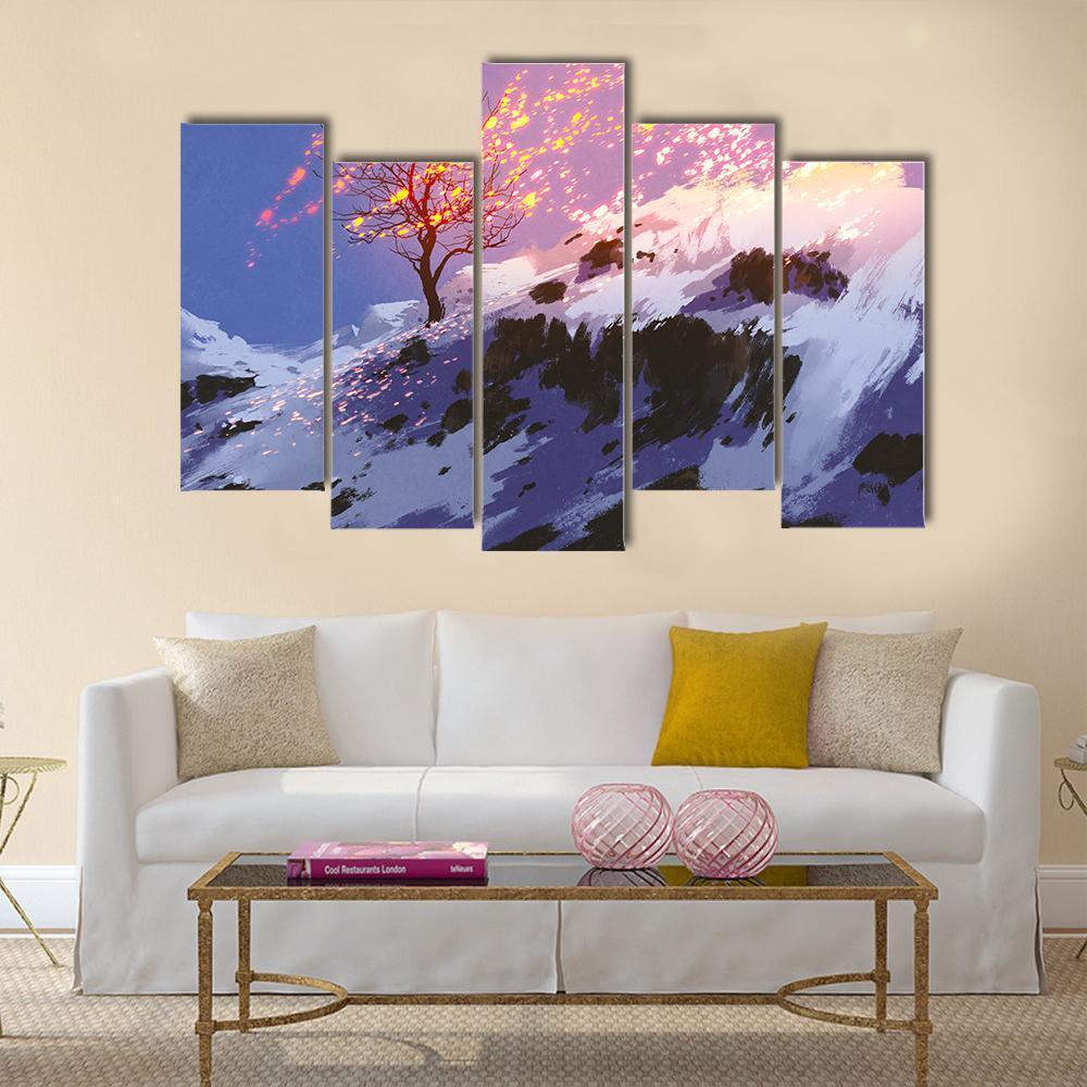 Bare Tree In Winter Canvas Wall Art-5 Pop-Gallery Wrap-47" x 32"-Tiaracle
