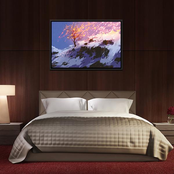 Bare Tree In Winter Canvas Wall Art-3 Horizontal-Gallery Wrap-25" x 16"-Tiaracle