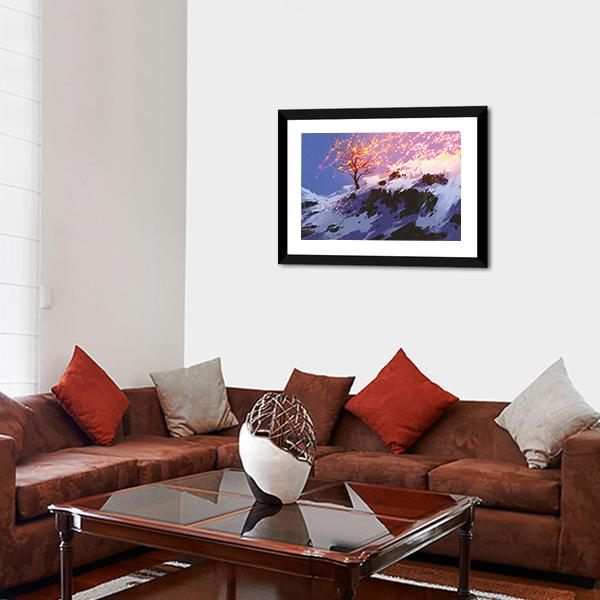 Bare Tree In Winter Canvas Wall Art-3 Horizontal-Gallery Wrap-25" x 16"-Tiaracle