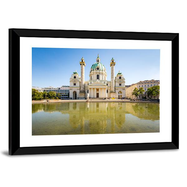 Baroque Karlskirche Vienna Vertical Canvas Wall Art-3 Vertical-Gallery Wrap-12" x 25"-Tiaracle