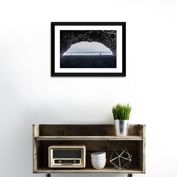 Basalt Cave At Reynisfjara Beach Canvas Wall Art-1 Piece-Framed Print-20" x 16"-Tiaracle