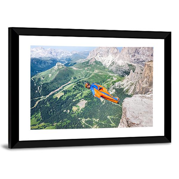 Base Jumper Jumping From Cliff Canvas Wall Art-3 Horizontal-Gallery Wrap-25" x 16"-Tiaracle