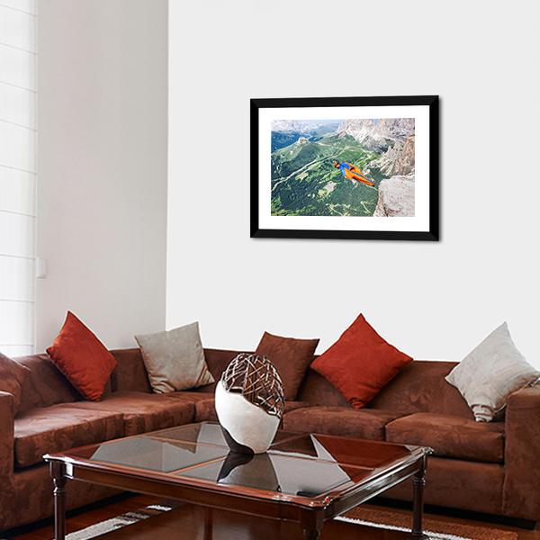 Base Jumper Jumping From Cliff Canvas Wall Art-3 Horizontal-Gallery Wrap-25" x 16"-Tiaracle