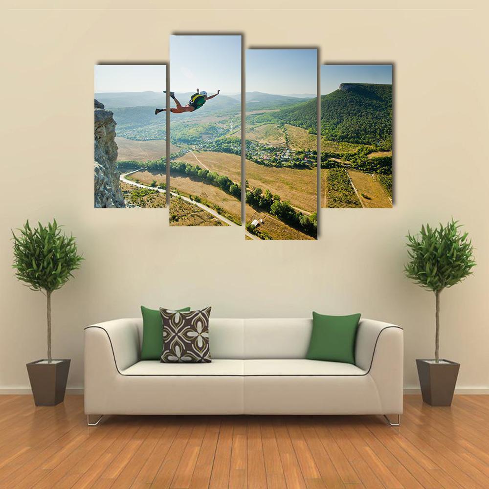 Base Jumper Canvas Wall Art-4 Pop-Gallery Wrap-50" x 32"-Tiaracle