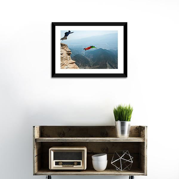 Base Jumpers In Colorado Canvas Wall Art-1 Piece-Framed Print-20" x 16"-Tiaracle