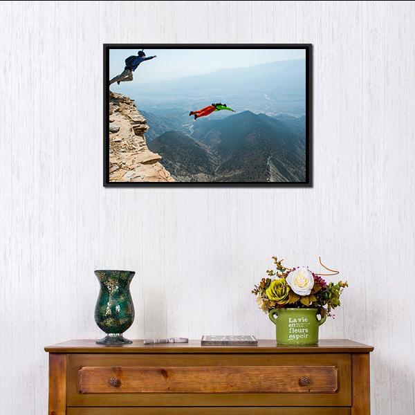 Base Jumpers In Colorado Canvas Wall Art-1 Piece-Floating Frame-24" x 16"-Tiaracle