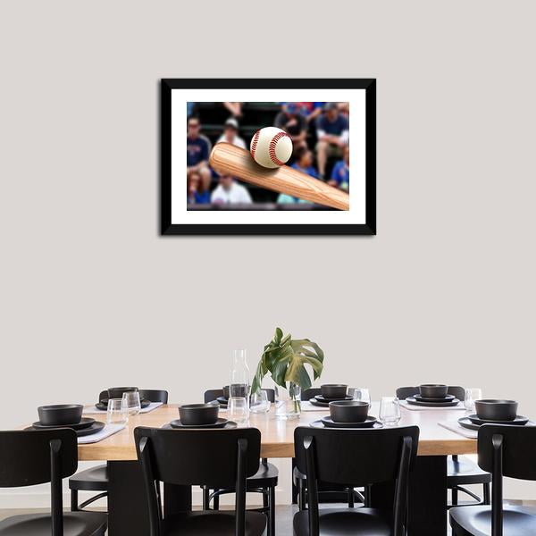 Baseball Bat Hitting Ball Canvas Wall Art-5 Horizontal-Gallery Wrap-22" x 12"-Tiaracle