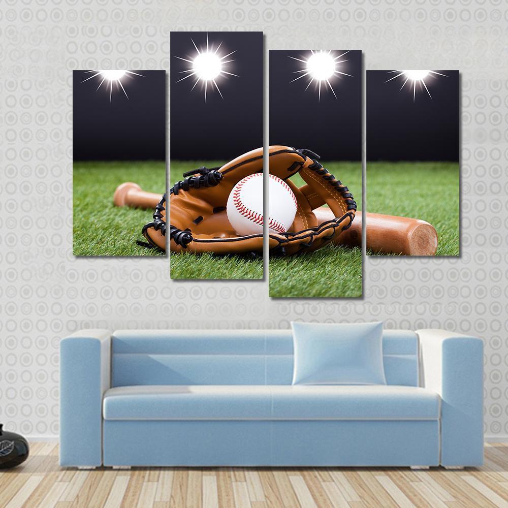 Baseball Equipment Canvas Wall Art-4 Pop-Gallery Wrap-50" x 32"-Tiaracle