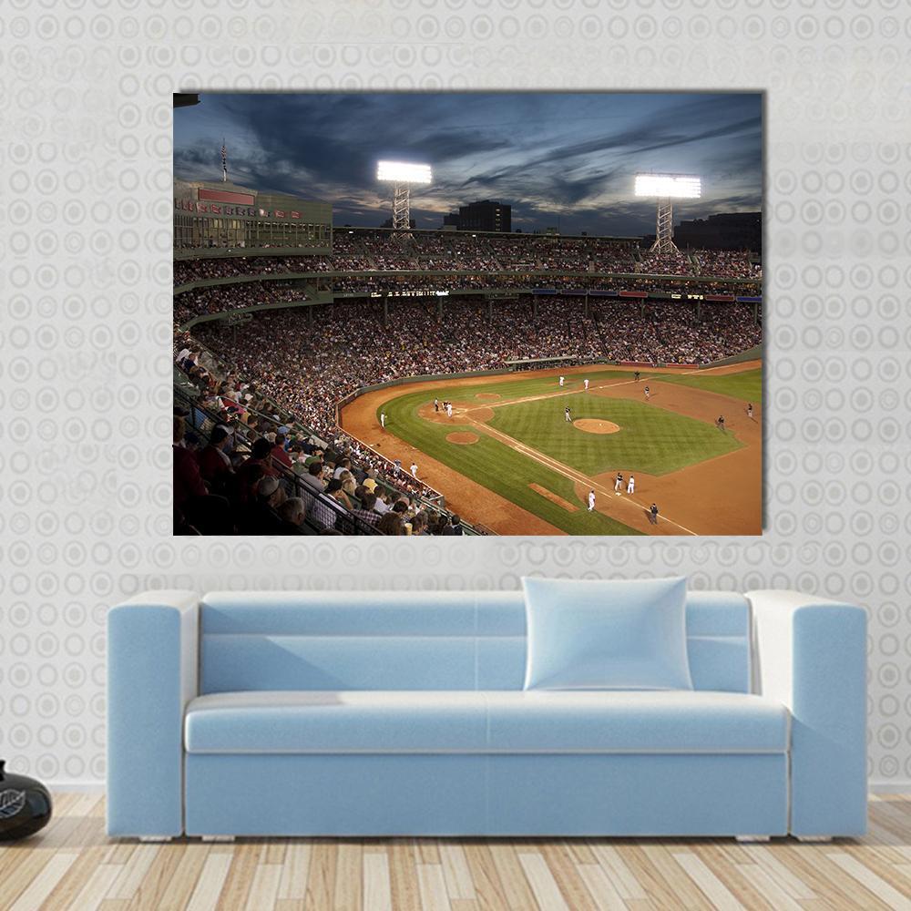 Baseball Match At Night Canvas Wall Art-1 Piece-Gallery Wrap-48" x 32"-Tiaracle