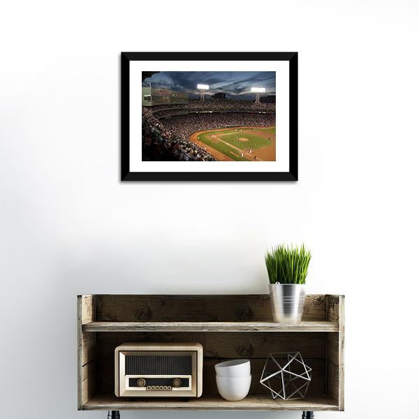 Baseball Match At Night Canvas Wall Art-1 Piece-Framed Print-20" x 16"-Tiaracle