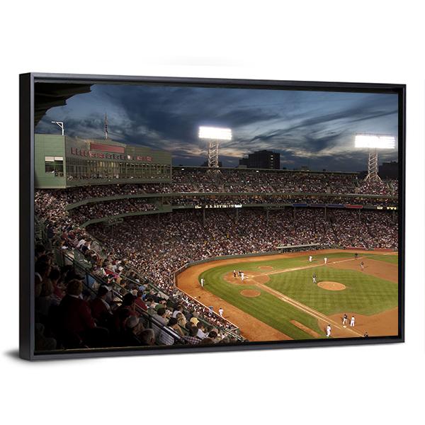 Baseball Match At Night Canvas Wall Art-3 Horizontal-Gallery Wrap-25" x 16"-Tiaracle