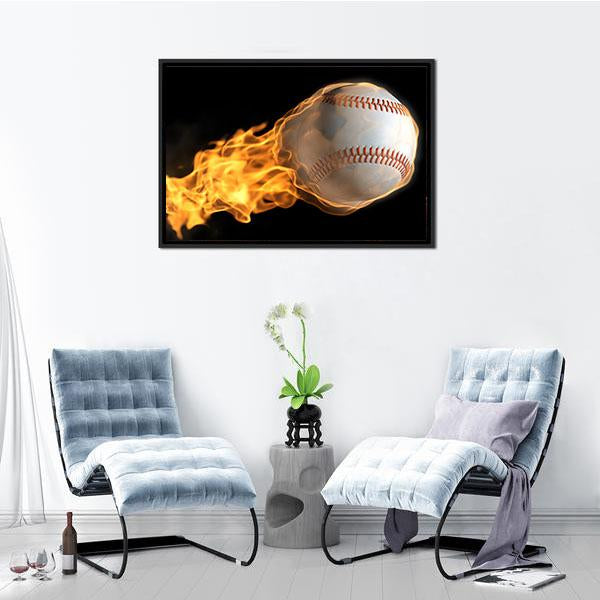 Baseball On Fire Canvas Wall Art-3 Horizontal-Gallery Wrap-25" x 16"-Tiaracle