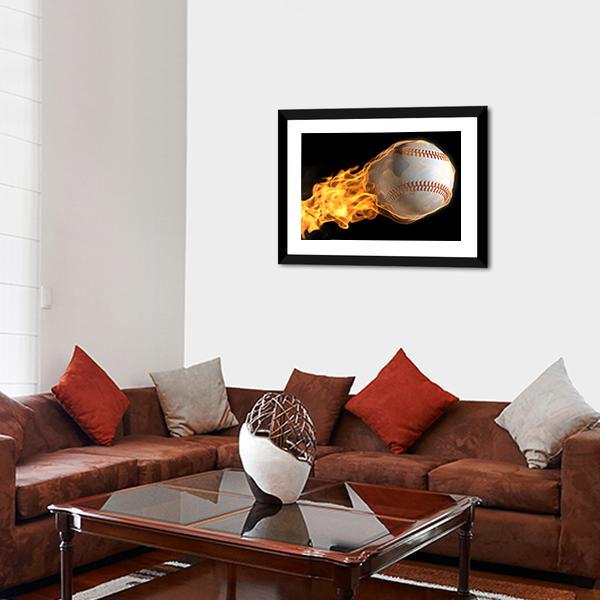 Baseball On Fire Canvas Wall Art-3 Horizontal-Gallery Wrap-25" x 16"-Tiaracle