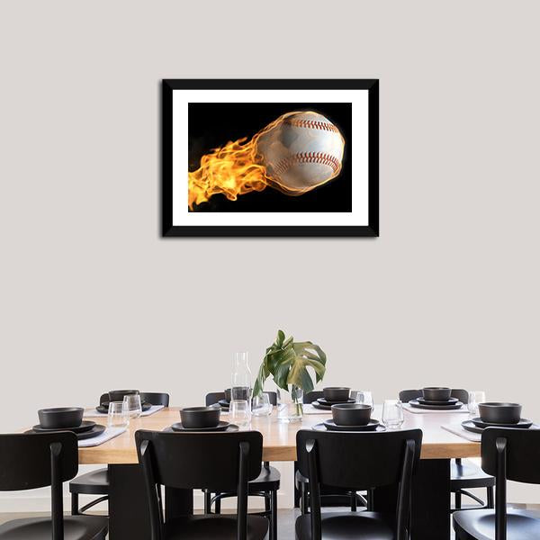 Baseball On Fire Panoramic Canvas Wall Art-1 Piece-36" x 12"-Tiaracle