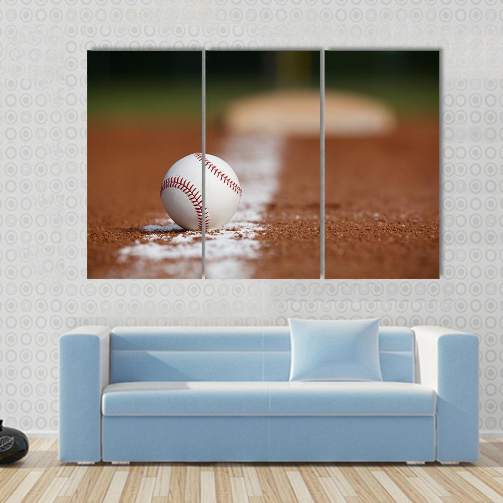 Baseball On Chalk Line Canvas Wall Art-3 Horizontal-Gallery Wrap-37" x 24"-Tiaracle