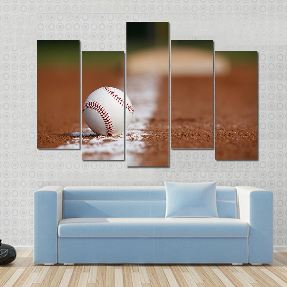 Baseball On Chalk Line Canvas Wall Art-5 Pop-Gallery Wrap-47" x 32"-Tiaracle