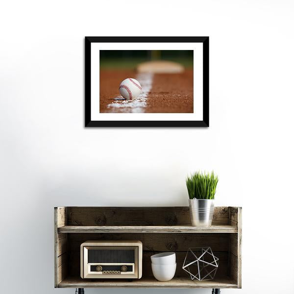 Baseball On Chalk Line Canvas Wall Art-1 Piece-Framed Print-20" x 16"-Tiaracle