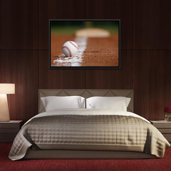 Baseball On Chalk Line Canvas Wall Art-3 Horizontal-Gallery Wrap-25" x 16"-Tiaracle