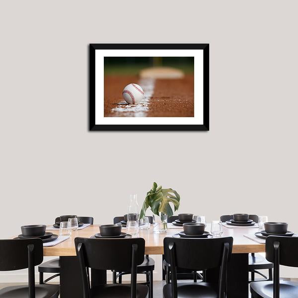 Baseball On Chalk Line Canvas Wall Art-3 Horizontal-Gallery Wrap-25" x 16"-Tiaracle