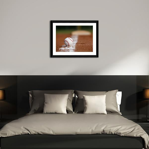 Baseball On Chalk Line Canvas Wall Art-3 Horizontal-Gallery Wrap-25" x 16"-Tiaracle