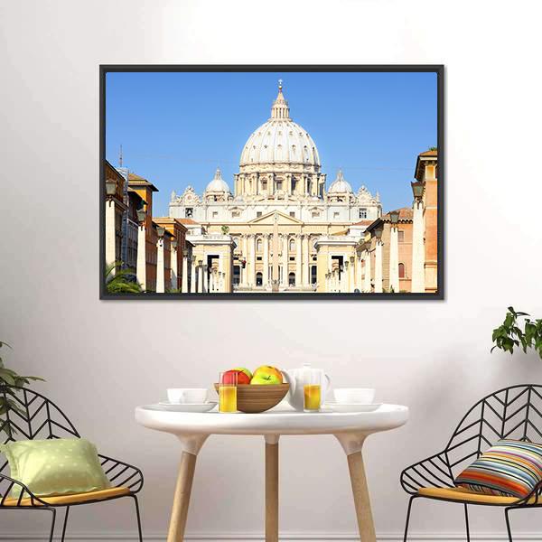 Basilica Di San Pietro Canvas Wall Art-1 Piece-Floating Frame-24" x 16"-Tiaracle