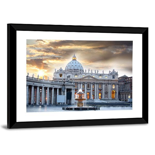 Basilica di San Pietro Italy Vertical Canvas Wall Art-3 Vertical-Gallery Wrap-12" x 25"-Tiaracle