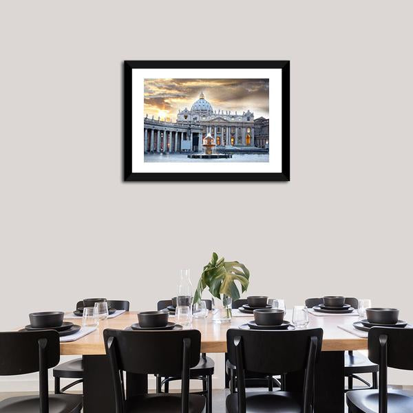 Basilica di San Pietro Italy Vertical Canvas Wall Art-3 Vertical-Gallery Wrap-12" x 25"-Tiaracle