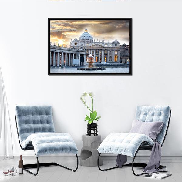 Basilica di San Pietro Italy Vertical Canvas Wall Art-3 Vertical-Gallery Wrap-12" x 25"-Tiaracle