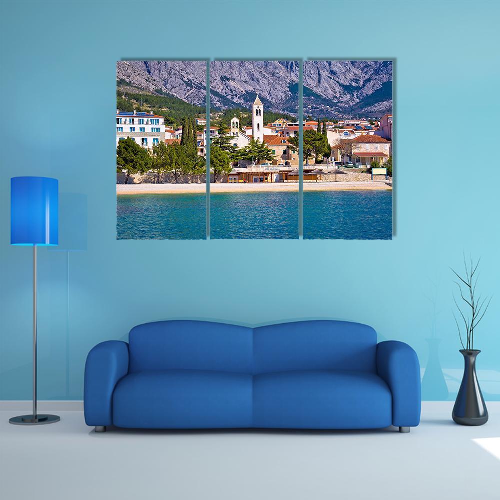 Town of Baska Voda Canvas Wall Art-3 Horizontal-Gallery Wrap-37" x 24"-Tiaracle