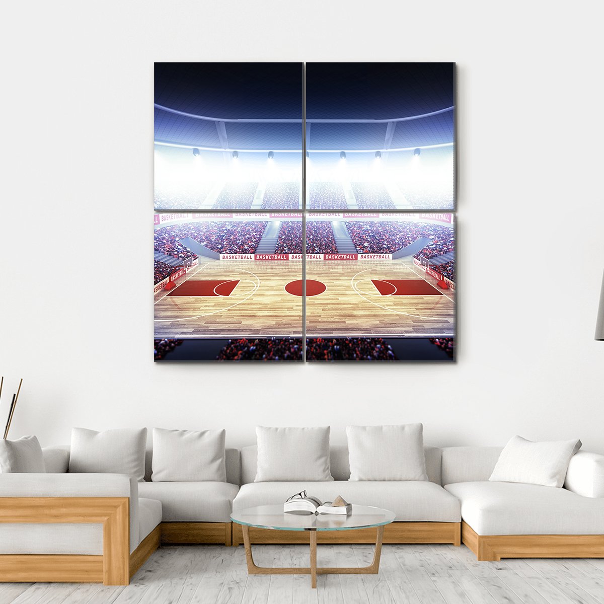 Basketball Arena Canvas Wall Art-4 Square-Gallery Wrap-17" x 17"-Tiaracle