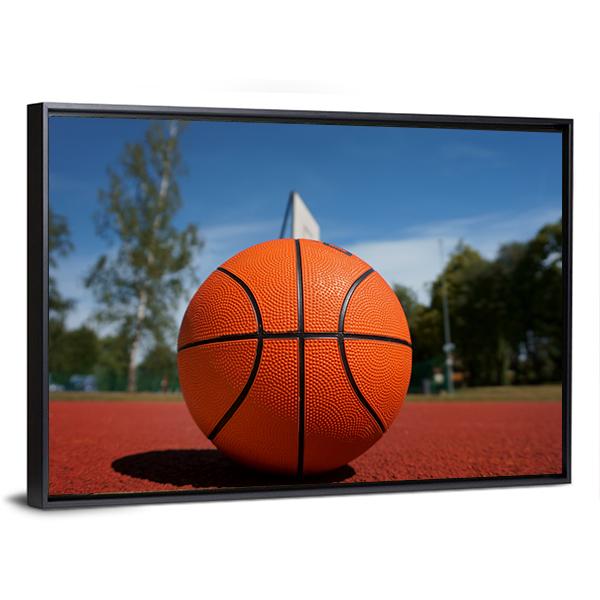 Basketball On Outdoor Court Canvas Wall Art-3 Horizontal-Gallery Wrap-25" x 16"-Tiaracle